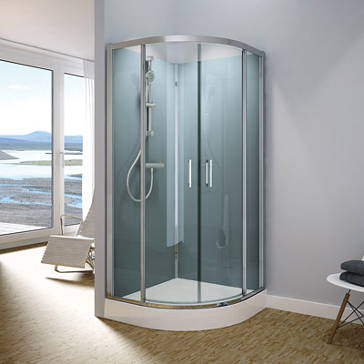 Sprchový box SanSwiss MODUL 1400 - ŠTVRŤKRUHOVÁ VANIČKA - TER